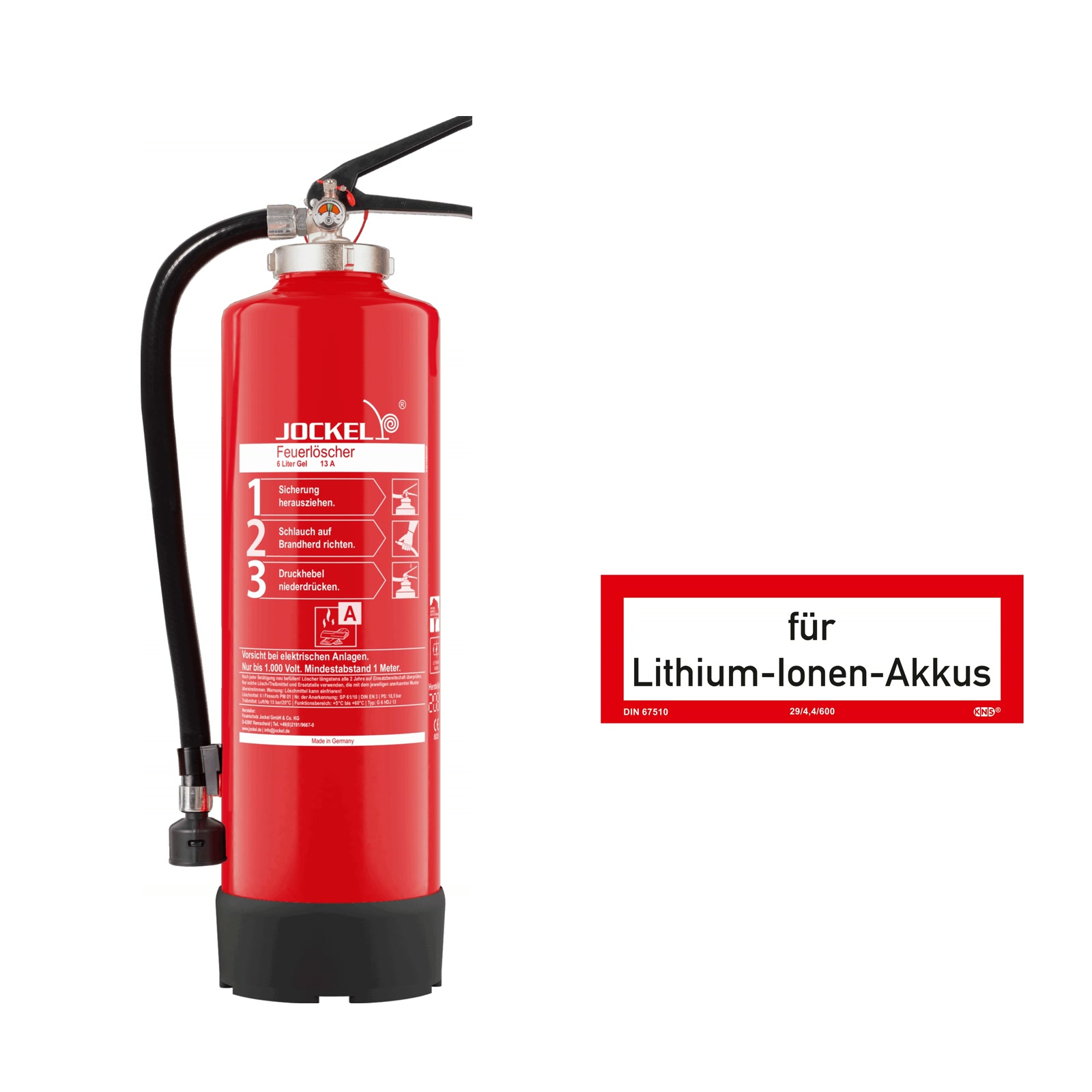 set-akku Set Akku: Löscher für Lithium-Akkus und Schild